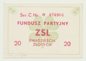 Cegiełka 20 złotych Fundusz Zjednoczonego Stronnictwa Ludowego, Ser. C numerowana