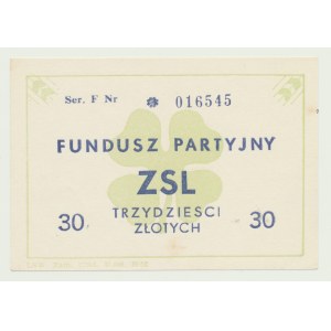 Cegiełka 30 złotych Fundusz Zjednoczonego Stronnictwa Ludowego, Ser. F numerowana