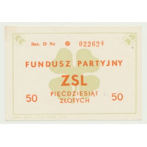 Cegiełka 50 zlotych Fundusz Zjednoczonego Stronnictwa Ludowego, Ser. F numérotée
