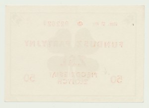 Cegiełka 50 zlotych Fundusz Zjednoczonego Stronnictwa Ludowego, Ser. F očíslované