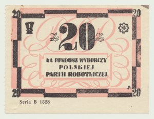 Cegiełka 20 złotych na fundusz wyborczy PPR sr. B 1528