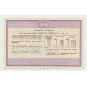 Bon d'épargne bonifié de 1000 zloty 1971, émission 19, grosse coupure, rare