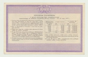 Buono di risparmio bonus da 1000 zloty 1971, emissione 19, taglio alto, raro