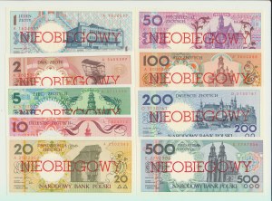 1 - 500 Zloty polacchi 1990, set di 9 pezzi di banconote Città della Polonia, UNLIMITATO