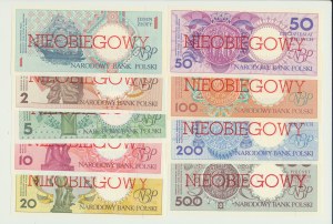 1 - 500 Zloty polonais 1990, jeu de 9 billets Villes de Pologne, ILLIMITÉ