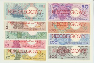 1 - 500 złotych 1990 r., 9 szt. komplet banknotów Miasta Polskie, NIEOBIEGOWE