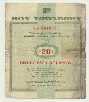 Pewex 20 dolarów 1960 - Dh - z klauzulą