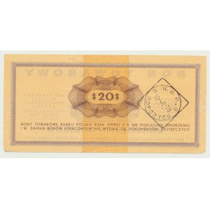 Dárkový certifikát Pewex, 20 USD 1969, sér. Eh, vzácná série
