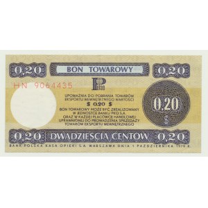 Pewex Darčekový certifikát, 20 centov 1979, séria. HN, krásna