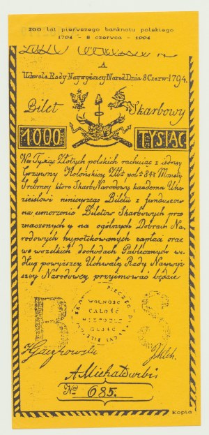 1000 złoty 1794, facsimile BN - 1994 rok, limitowany nakład