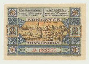 Kończyce (Kunzendorf), 2 marchi 1921, Nr. 022377, per commemorare l'insurrezione polacca del 1921, in lingua polacca