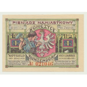 Kończyce (Kunzendorf), 1 marka 1921, Nr. 021046, na pamiątkę powstania Polskiego 1921, polskojęzyczny