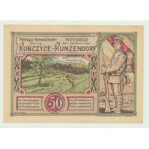 Kończyce (Kunzendorf), 50 fenig 1921, per commemorare l'insurrezione polacca del 1921, in lingua polacca