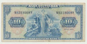 Německo (SRN), 10 značek 1949, sér. N...Y, vzácné