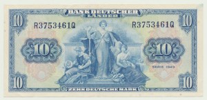 Allemagne (RFA), 10 marques 1949, ser. R...Q, rare