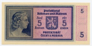 Protectorat de Bohême et de Moravie, 5 couronnes (1940)