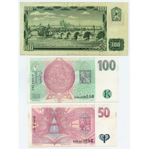 Tchécoslovaquie, set de 3 pièces, 100 couronnes 1961, 100 couronnes 1997, 50 couronnes 1997