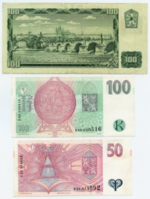 Československo, sada 3 kusov, 100 korún 1961, 100 korún 1997, 50 korún 1997