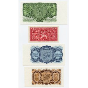 Czechosłowacja, zestaw 4 szt., 5 koron 1961, 5 koron 1945 Wzór, 3 korony 1953, 1 korona 1953
