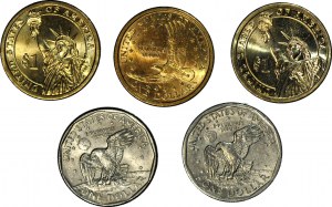 USA, $1, set de 5 pièces