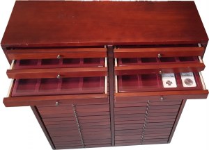 LARGE Cabinet 100x77x25cm, 50 Schubladen, für 400 NGC/PCGS Slabs oder bis zu 3.000 ungestufte Münzen