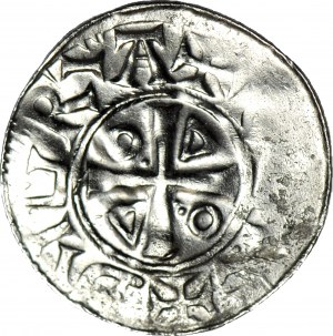 Otto i Adelajda 983-1002, denar z kapliczką, wokół krzyża napis ODDO