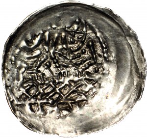 RRR-, Veľké Poľsko, denár, polovica 13. storočia, dvaja rytieri s ramenami, B. RARE