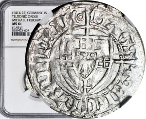 RR-, Ordine Teutonico, Michal Küchmeister von Sternberg 1414-1422, Shelagus, croce di Gerusalemme, coniato