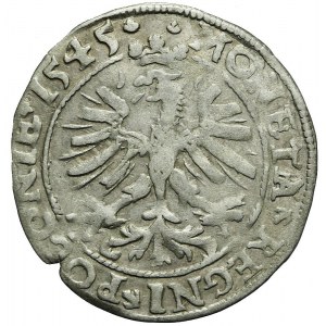 Zygmunt I Stary, Grosz 1545, Kraków, rzadki typ korony, Romańczyk R*