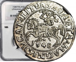 Sigismond II Auguste, demi-penny 1548, Vilnius, arabe 1, monnaie