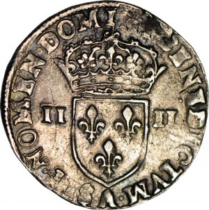 Enrico Valezy, re di Polonia, 1/4 Ecu 1589, bella