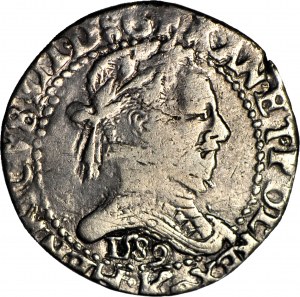 R-, Enrico Valezy, re di Polonia, 1/2 Frank 1589 K, Bordeaux, testa grande