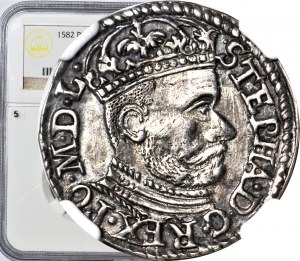 R-, Stefan Batory, Trojak 1582, Olkusz, STEPHA, bella