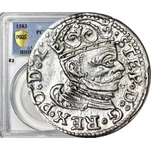 Stefan Batory, Trojak 1583, Ryga, rzadszy rocznik, piękny
