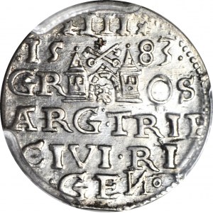 Stefan Batory, Trojak 1583, Ryga, rzadszy rocznik, piękny