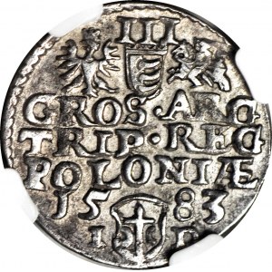 Stefan Batory, Trojak 1583, Olkusz, large head, ID under date, beautiful