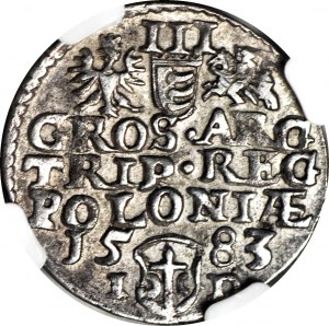 Stefan Batory, Trojak 1583, Olkusz, grande tête, ID sous la date, belle