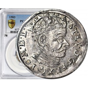 Stefan Batory, Trojak 1583, Wilno, pod popiersiem Leliwa, piękny
