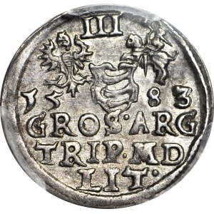 Stefan Batory, Trojak 1583, Wilno, pod popiersiem Leliwa, piękny