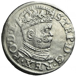 Stefan Batory, Trojak 1586, Ryga, mała głowa, ładny