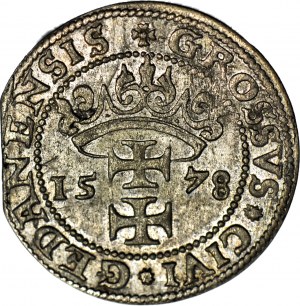 Stefan Batory, Pfennig 1578, Danzig, Sterne in der Legende, R2