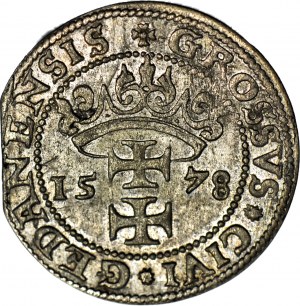 Stefan Batory, penny 1578, Gdaňsk, hvězdy v legendě, R2