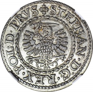 Štefan Bátory, šelak 1584, Gdansk, VÝBORNÝ, MS66!!!