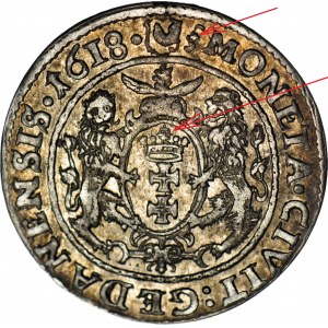 RRR-, Sigismondo III Vasa, Ort 1618, Danzica, CROCE FIRMATA, molto rara