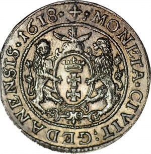 R-, Zygmunt III Waza, Ort 1618, Gdańsk, krzyż, S-B przy łapach lwów, piękny