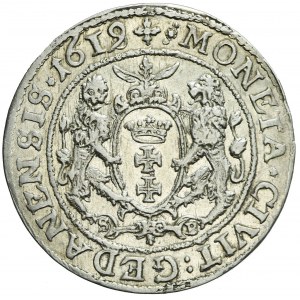 Zygmunt III Waza, Ort 1619 SB, Gdańsk, przebitka z 1618, rzadki