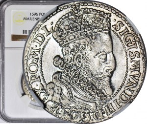 R-, Sigismund III Vasa, Sixpence 1596, Malbork, large head
