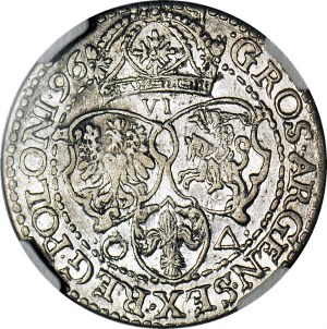 R-, Zikmund III Vasa, šestipence 1596, Malbork, velká hlava