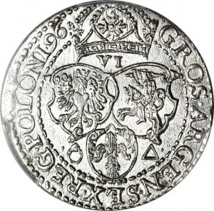 Žigmund III Vasa, šesťpence 1596, Malbork, nádherný