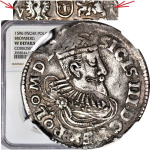 RRR-, Sigismund III Vasa, Sixpence 1596, Bromberg, R7, T.100mk